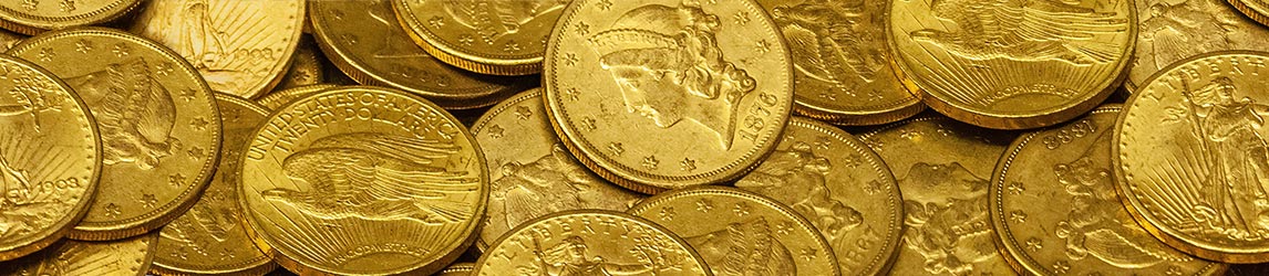 Close-up detail of physical gold coins